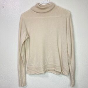 J Crew Womens 100% Cashmere Turtleneck Sweater Cream Size Small Classic Capsule